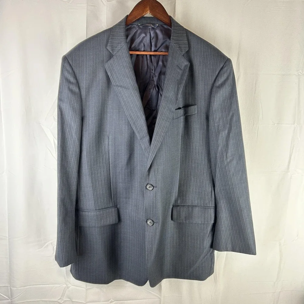 Brooks Brothers Blazer‎ Mens 48R Gray Pinstripe 1818 Madison Saxxon Wool USA